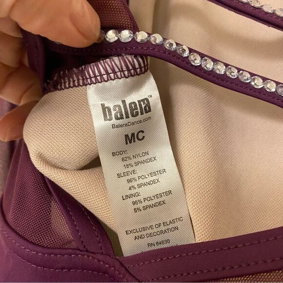 Weissman Balera solo Dance costume purple Long Poet Sleeve Leotard MT11817 MC - Picture 11 of 12